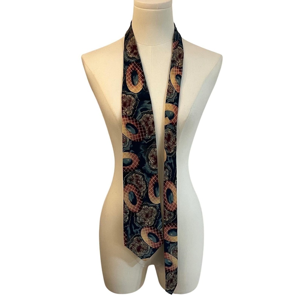 Vintage Nordstrom Silk Tie 90s Abstract Geometric Retro Wide Mens Neck Tie